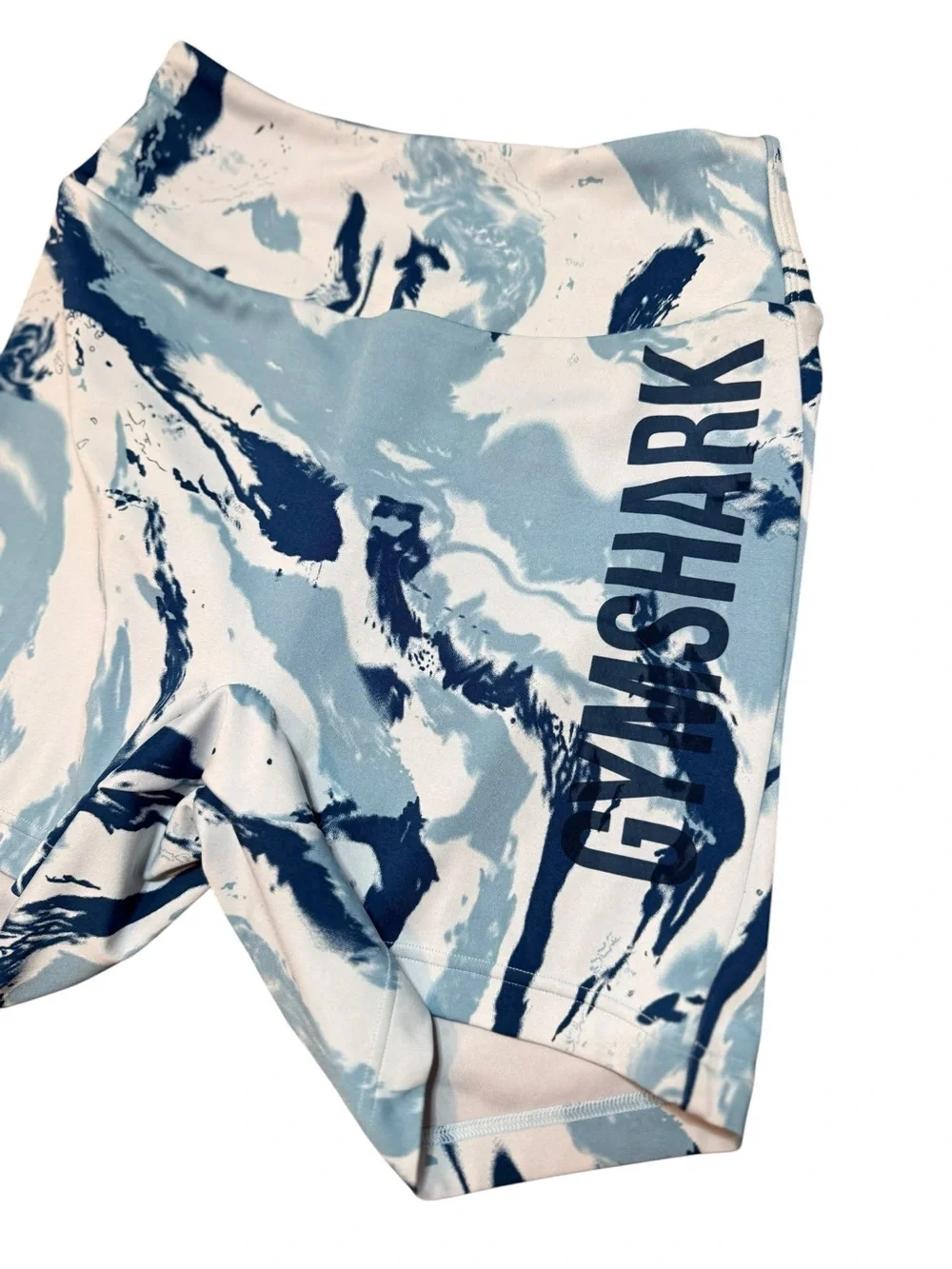 Gymshark Blue Marble Scrunch Seam Biker Shorts Size Small
